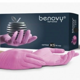 Перчатки нитриловые benovy розовые xs 50 пар/уп.(4 гр.)