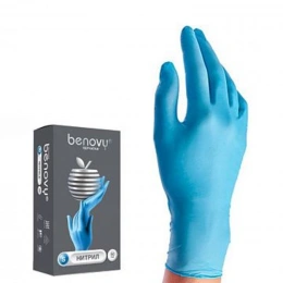 Перчатки нитриловые benovy голубые s 50 пар/уп.(3 гр.)